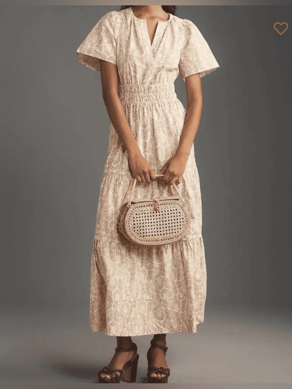 Anthropologie  the somerset  maxi dress sand clay printed